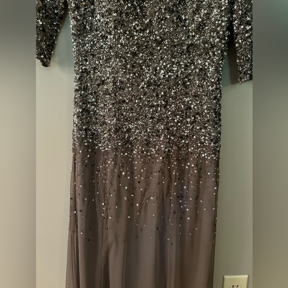 Adrianna Papell Beaded Sequined Maxi Dress Gown Wedding Mother of Bride - Picture 7 of 9